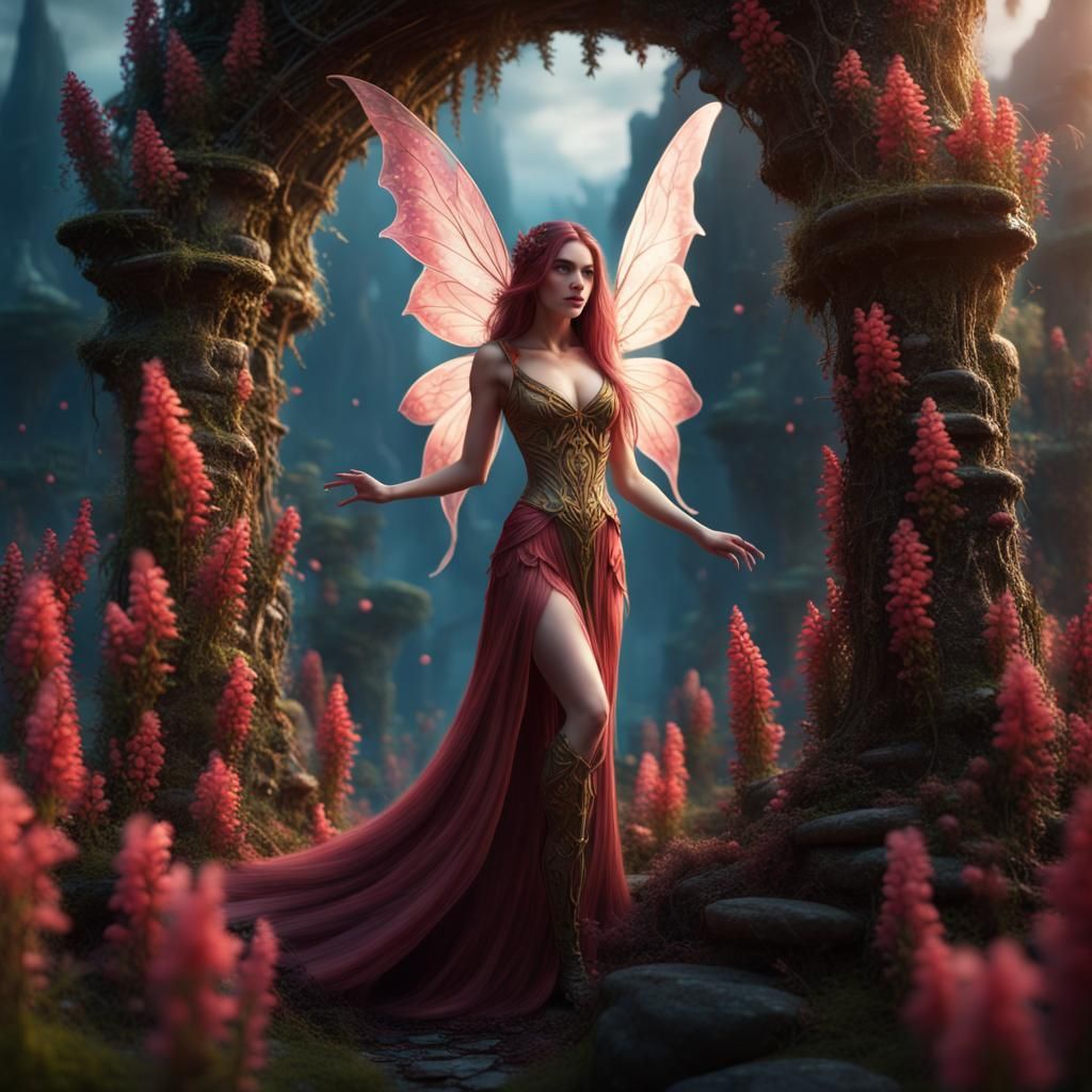 Snapdragon Fairy with Long Hair in Detailed Matte Painting