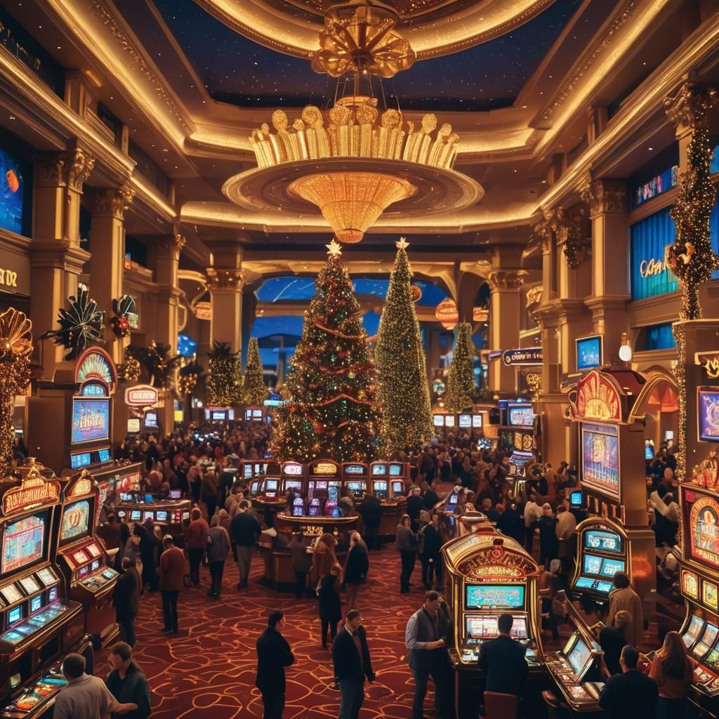 Las Vegas Casino Christmas in Vibrant Digital Art