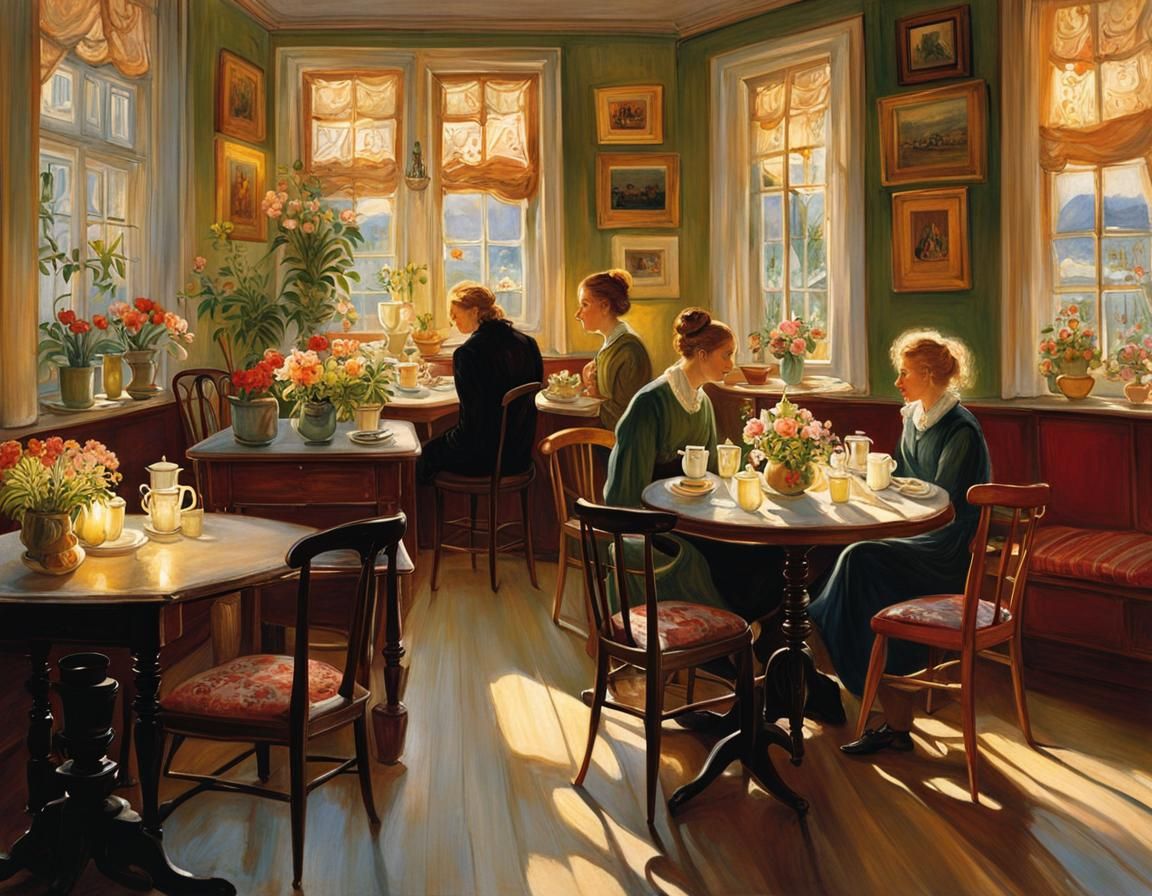 Cozy Cafe Scene in Hyperrealistic Style