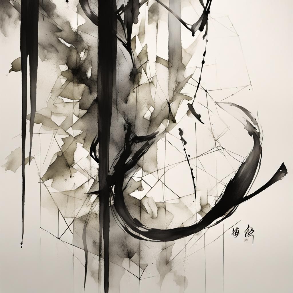 Modern Ink Fusion: Willow Botanical Illustration