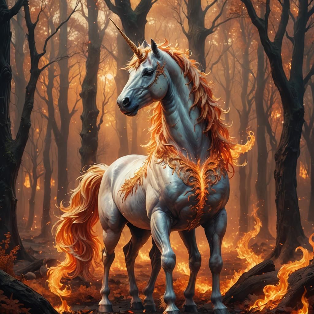 Fiery Unicorn: Fantasy Creature Masterpiece