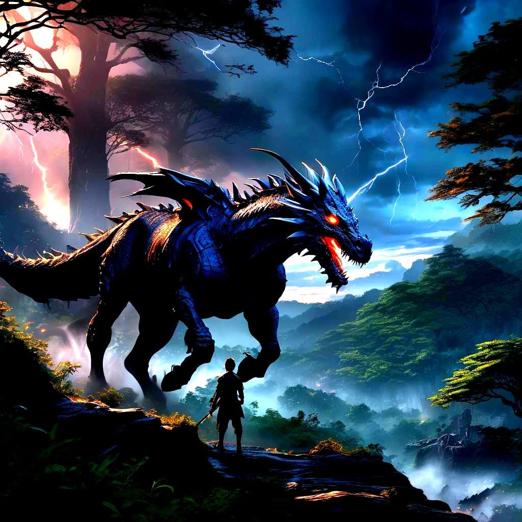 Dragon Knight Chase in Ghibli Anime Style