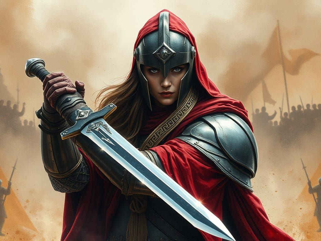 Ethereal Warrior in Steel Armor Prepares for Battle