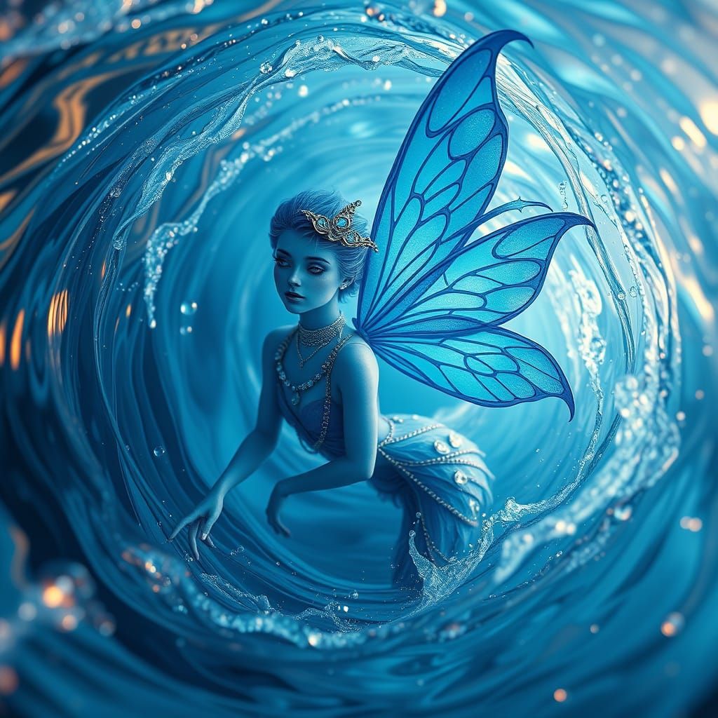Blue Water Fairy in a Crystal Vortex