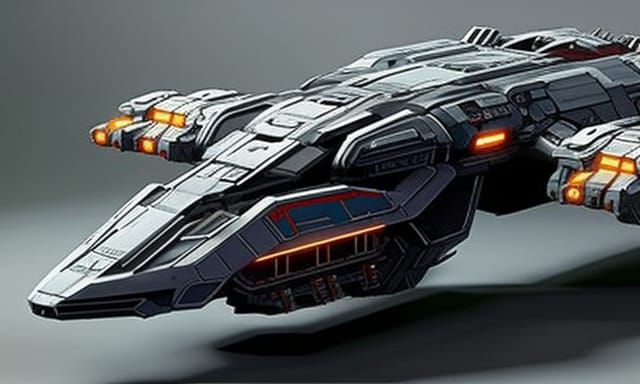 Halo Inspired Warship in Deep Space