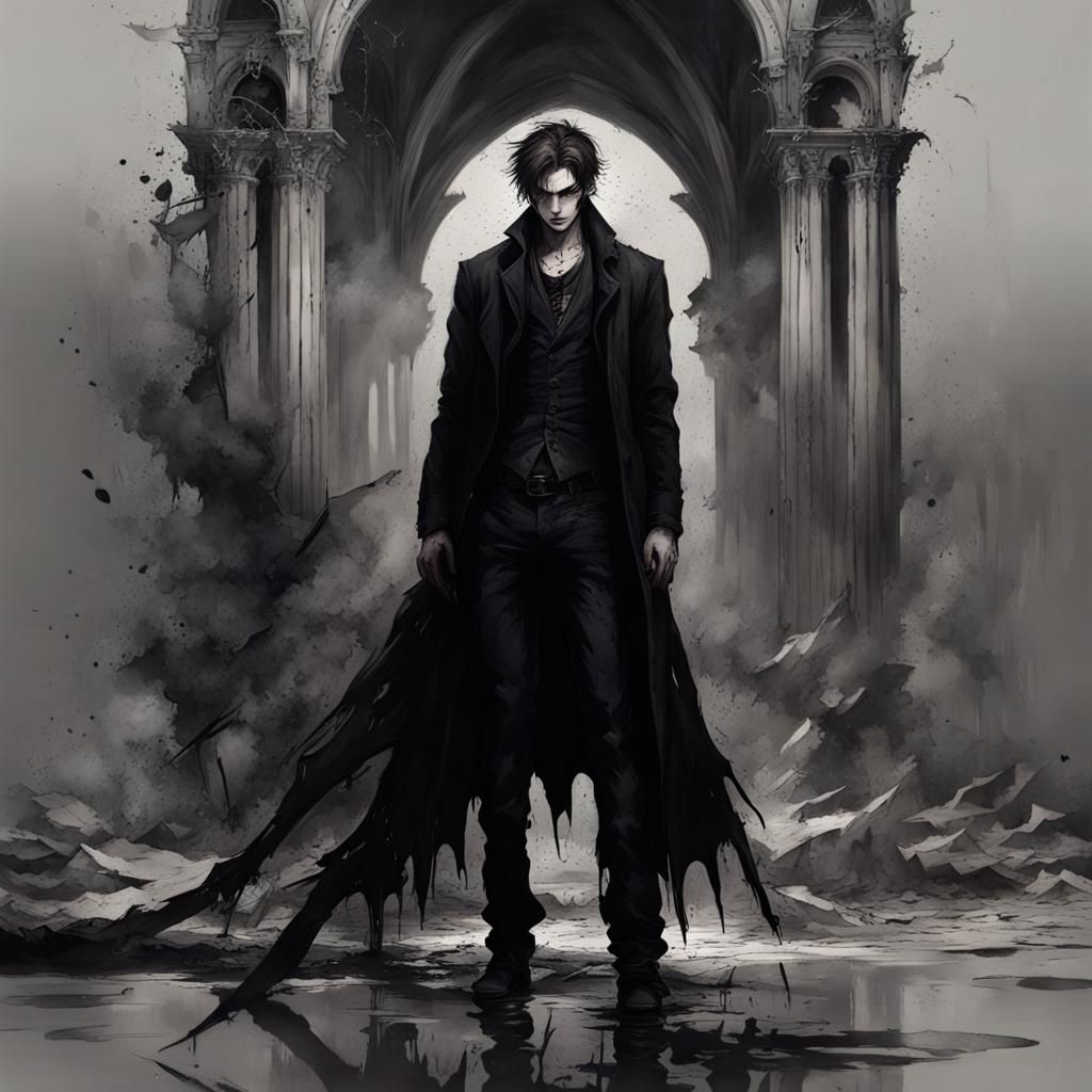 Gothic Art: Disappointed Man's Emotional Destruction