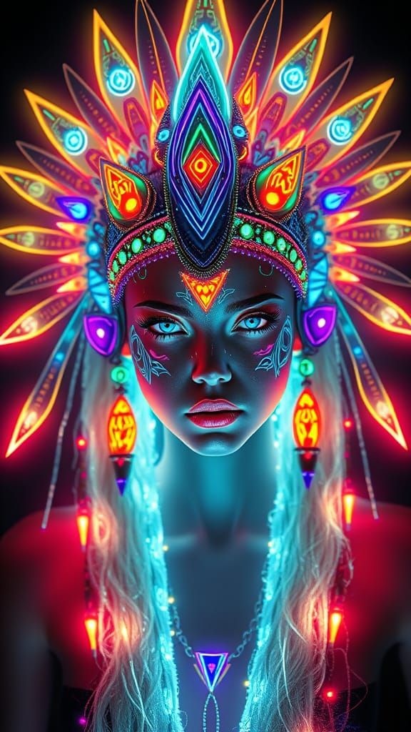 Digital art, portrait, beauty, bioluminescent, cyberpunk, cyber, celestial, deity, digital, enchantress, etheral, eyes, ...