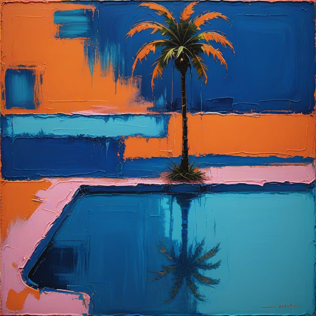 Modern Abstract Masterpiece with Vibrant Ultramarine and Min...