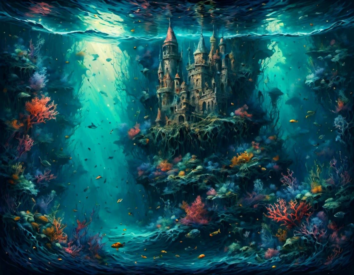 Epic Underwater Castle Kingdom in Comic Book Style