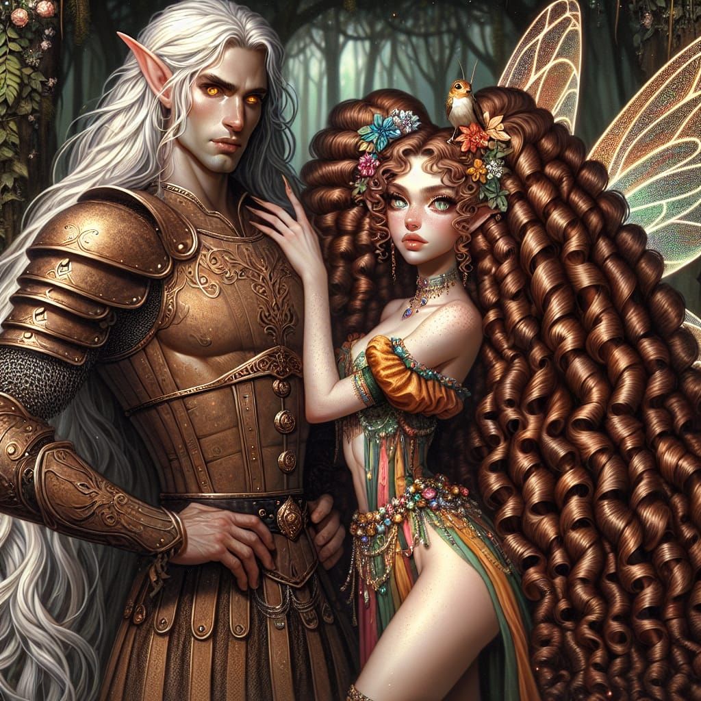 Enchanted Elf King and Fairy Princess Illustration