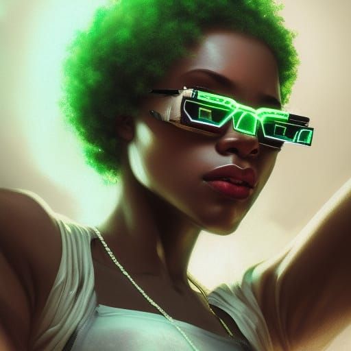 Cyberpunk African Woman Portrait in 8k Resolution