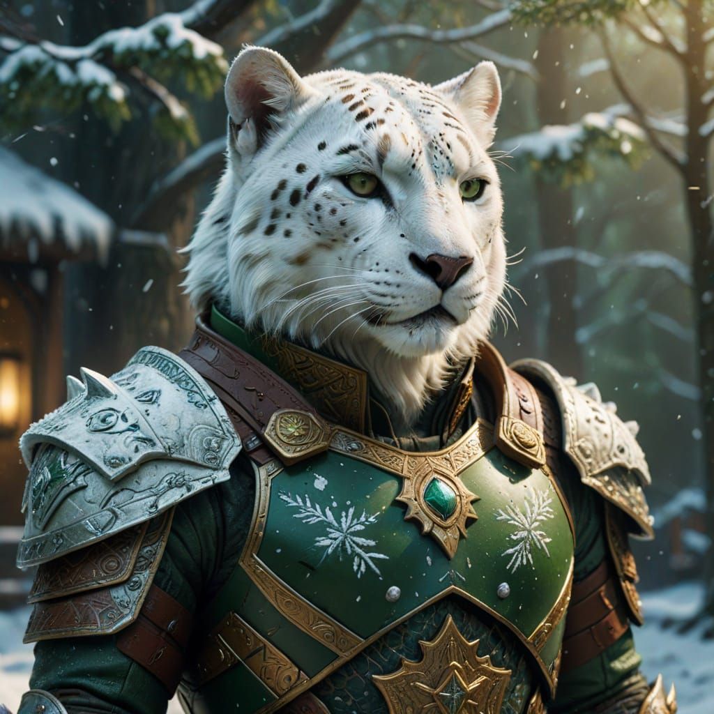 Epic Cyberpunk Warrior in Majestic Winter Landscape