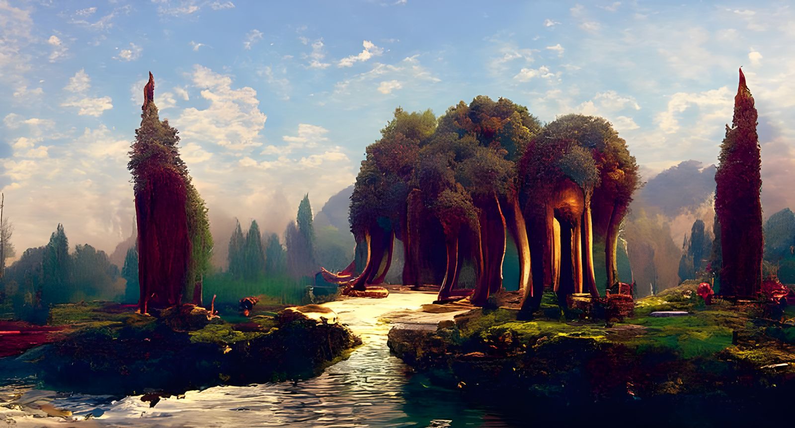 Eldritch Fantasy Forest Village Concept Art