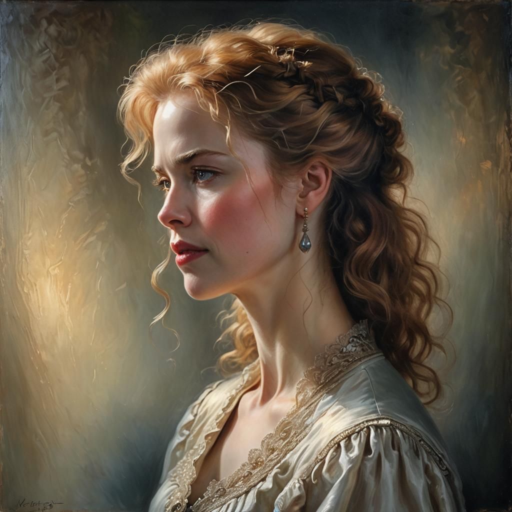 Nicole Kidman as Romantic Oil Portrait in Rembrandt Style