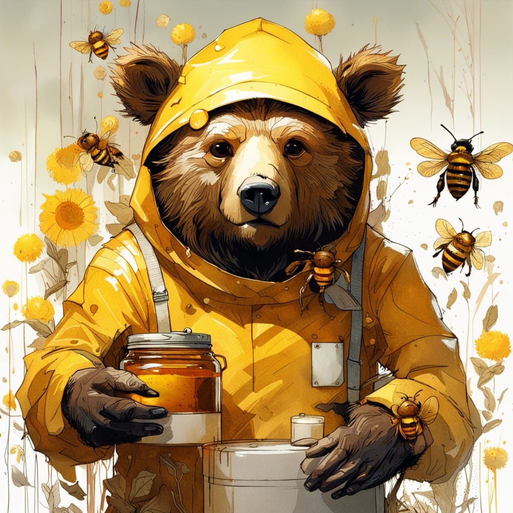 Anthro Bear Beekeeper: Polychromatic Detailed Art