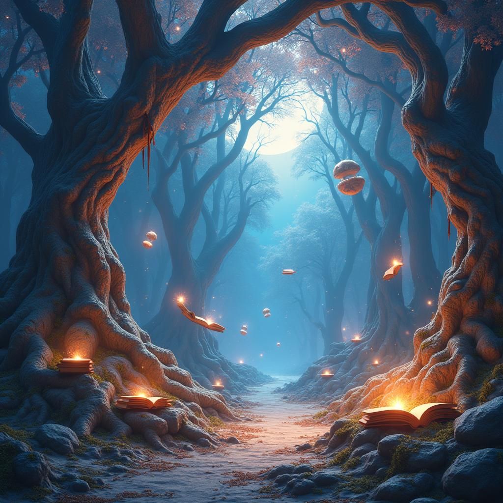 Mystical Educational Realm in Surreal Style