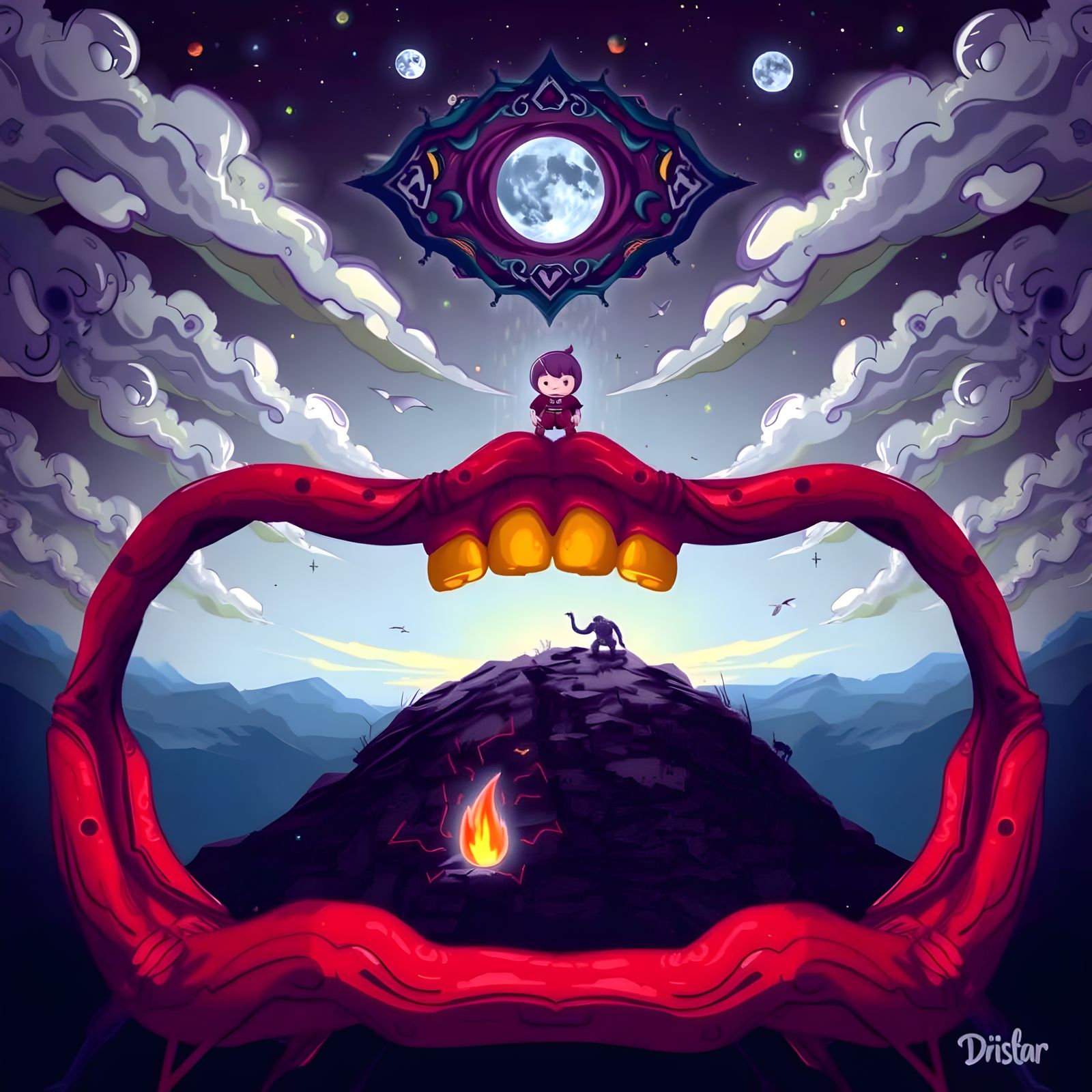 Dreamscape of Falling: A Surreal Autumn Scene