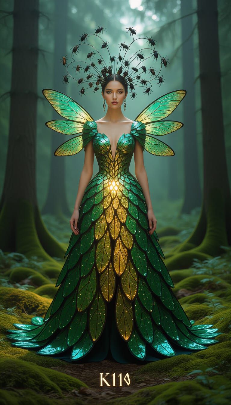 Forest Queen in Insect Wing Gown