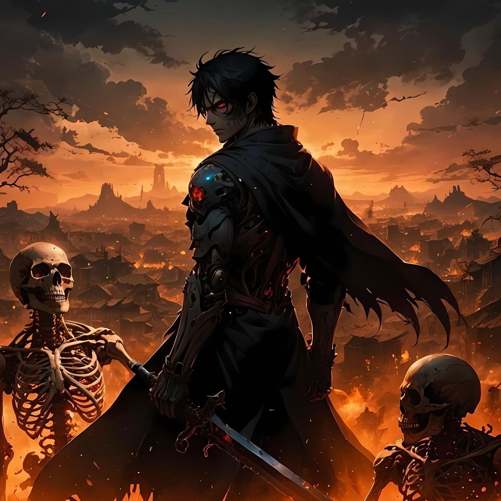 Dark Fantasy Anime Scene in Vivid Colors