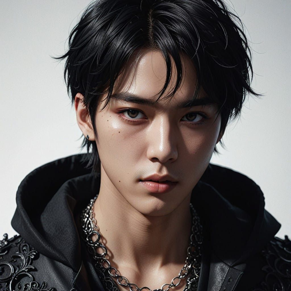 Gothic BTS Jin in Elaborate Dark Fantasy Attire