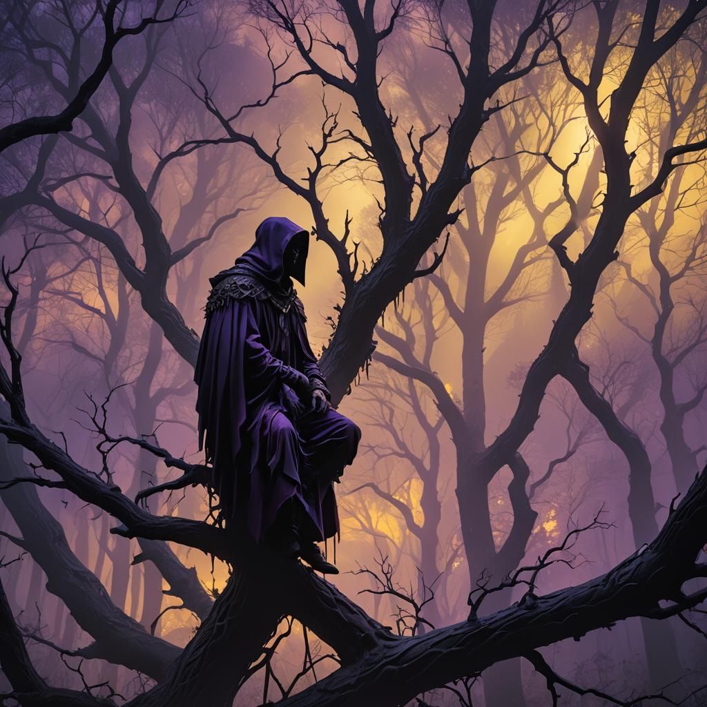 Shadowy Figure Watching Over Forest, 3D Rendering