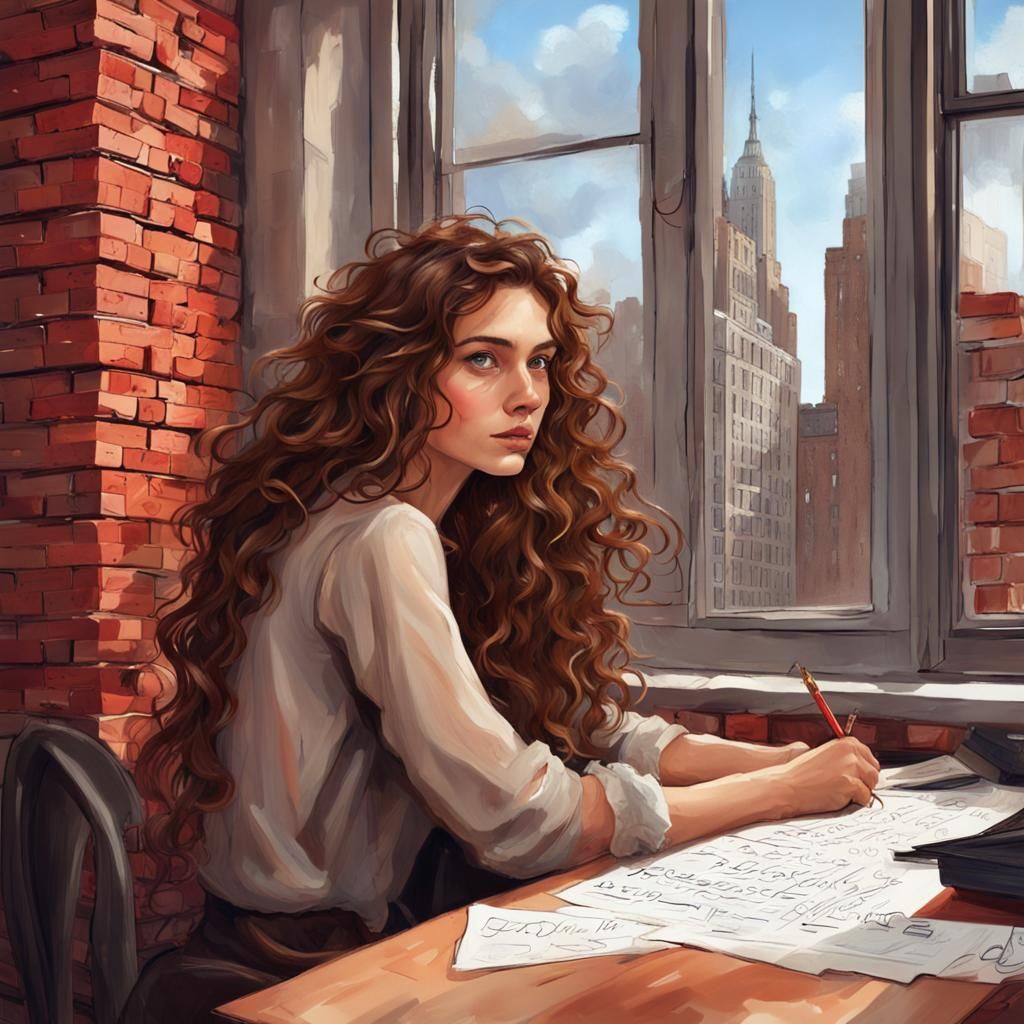 Girl Writing in New York City Apartment