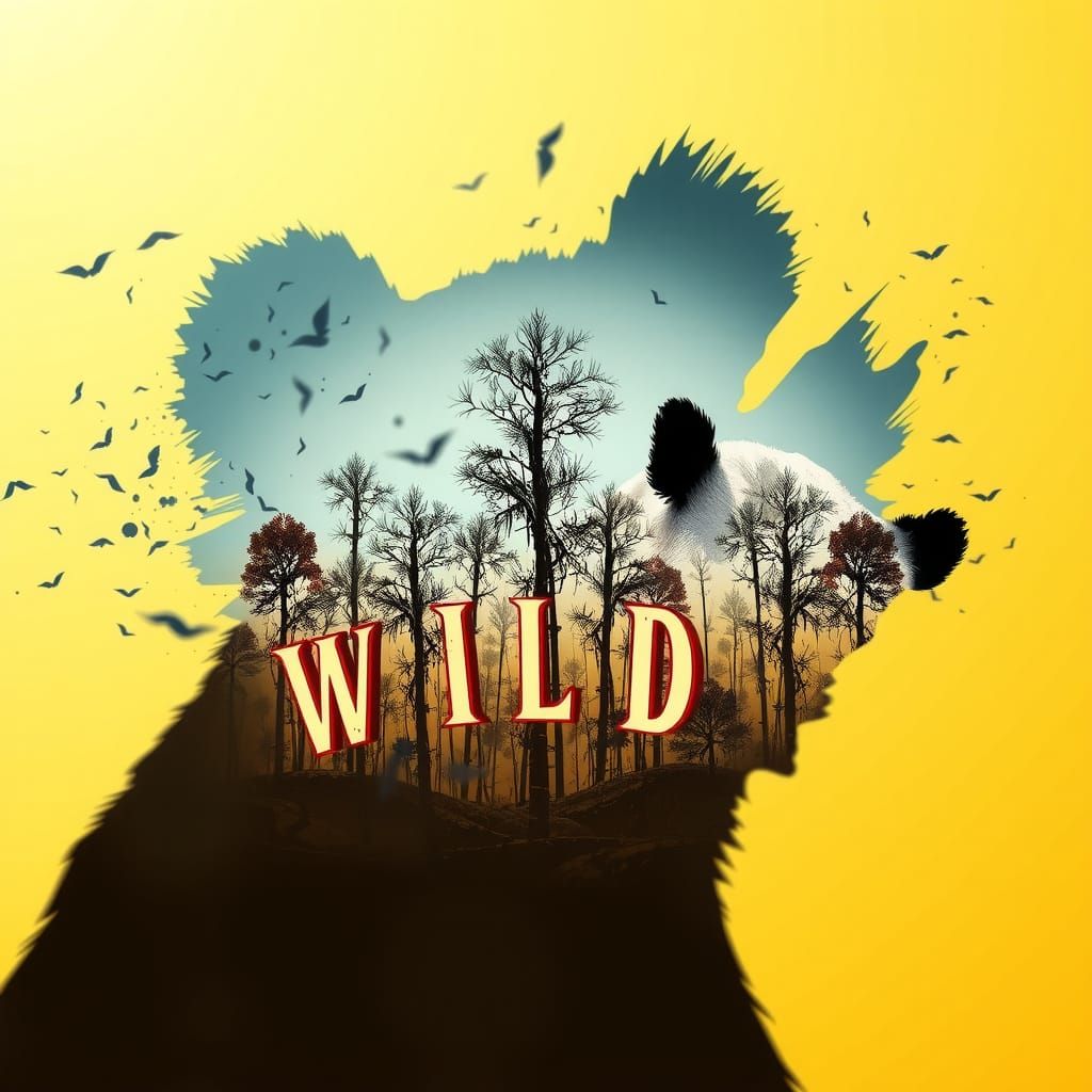 Graffiti Panda with Word Farm in Dada Style