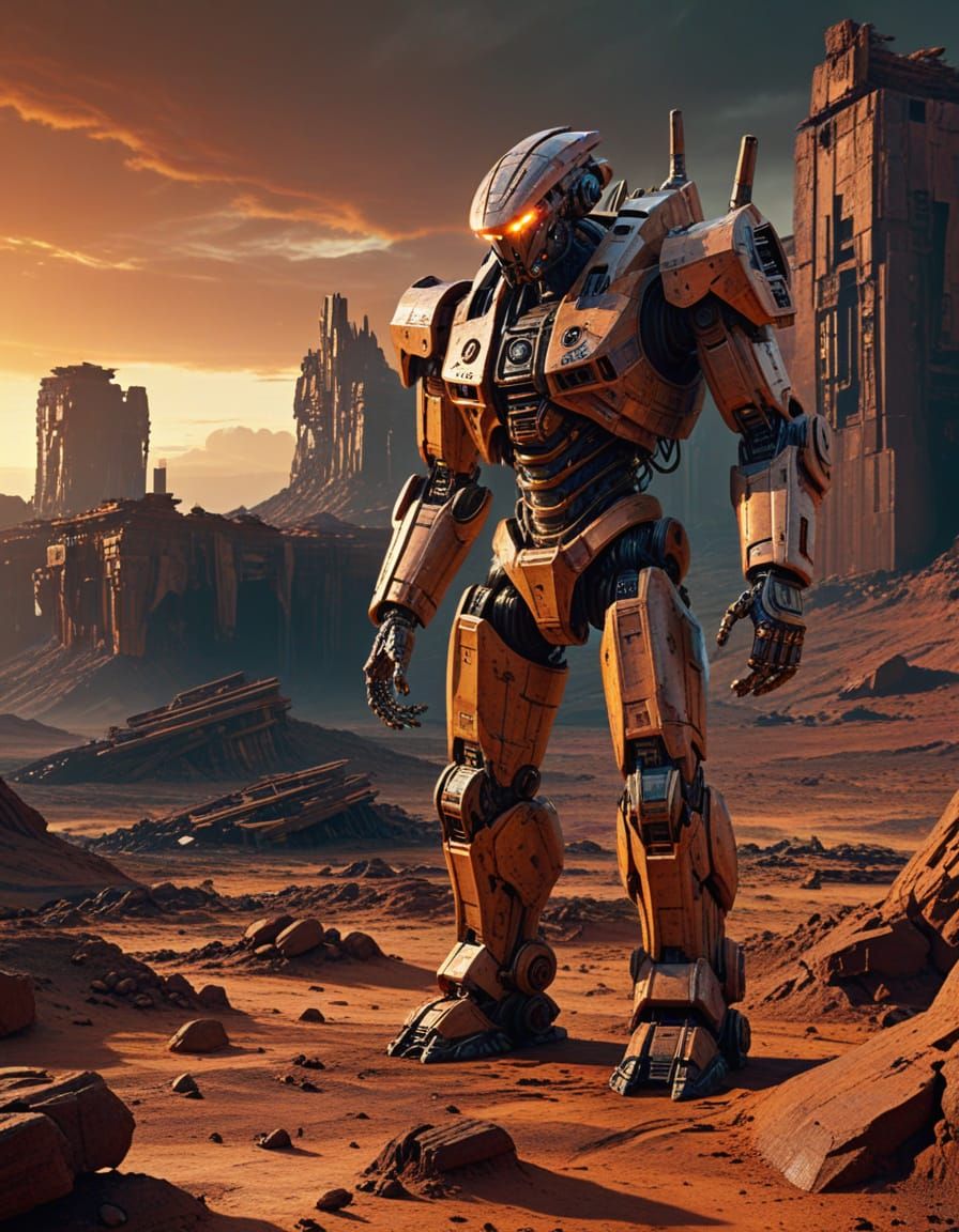 Giant Mecha Robot Emerges on Mars in Surreal Sci-Fi