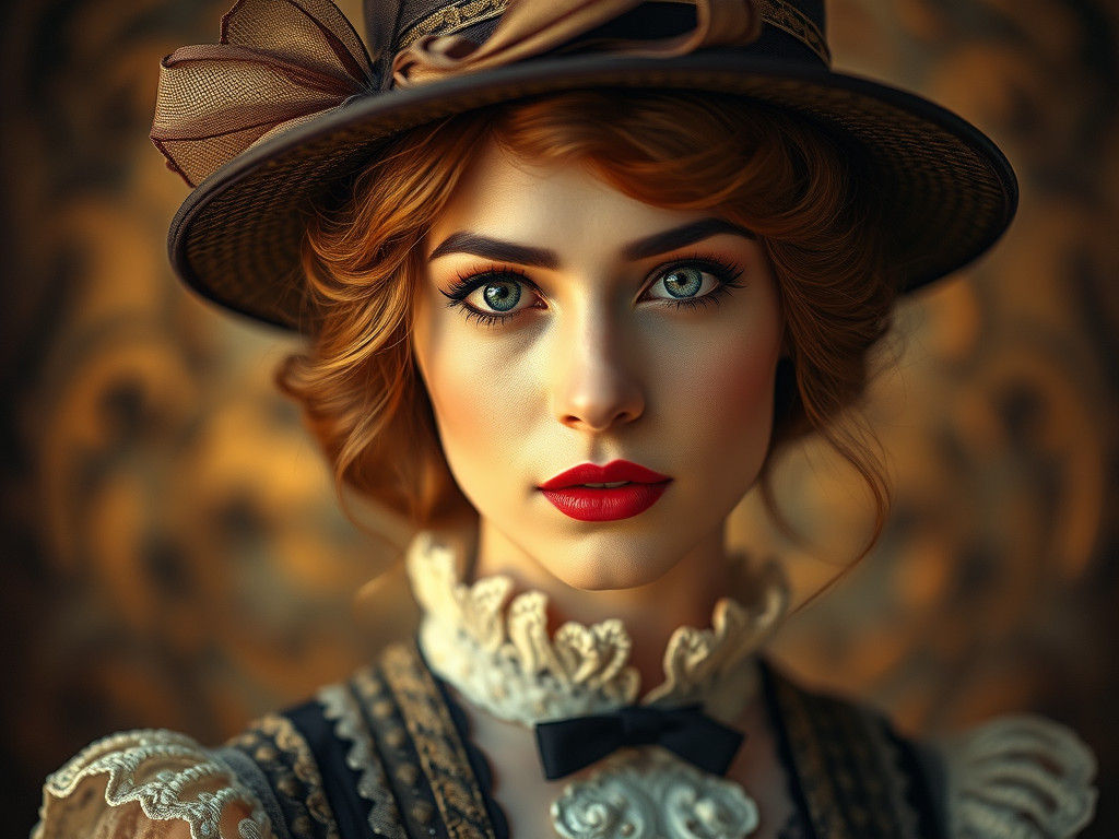 Victorian Woman Portrait in Art Nouveau Style