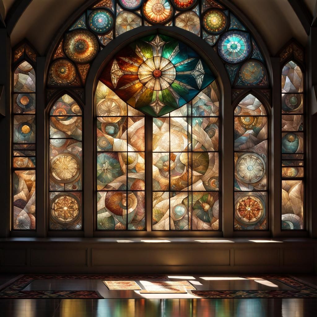 Stained Glass Mandala Constellation Map in Maximalist Style