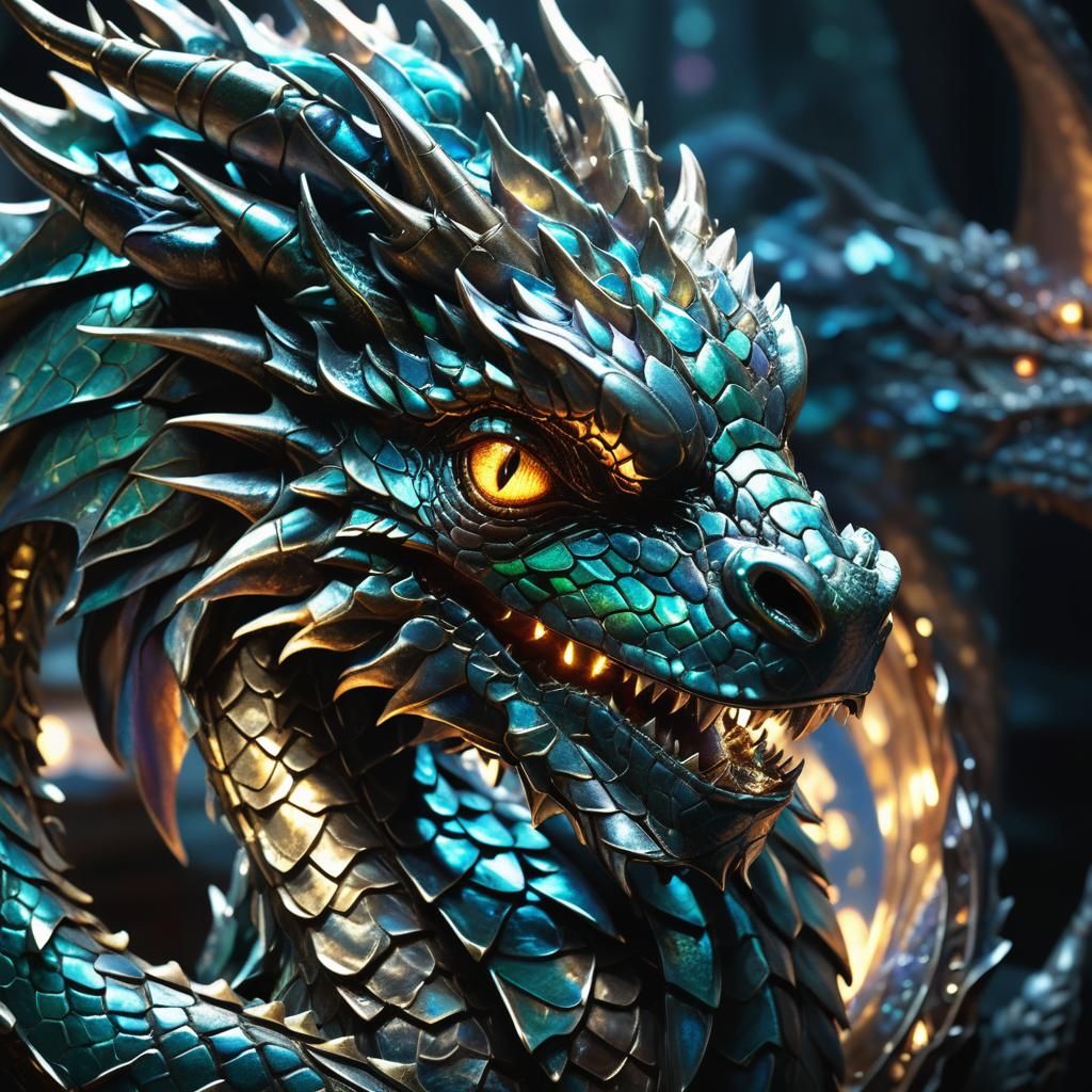 Dragon and Magical Artifact in Hyper-Realistic Fantasy Art