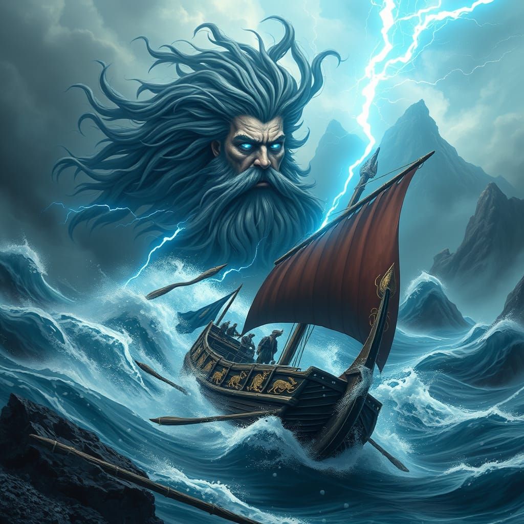 Storm God Commands the Turbulent Sea in Epic, High-Contrast ...