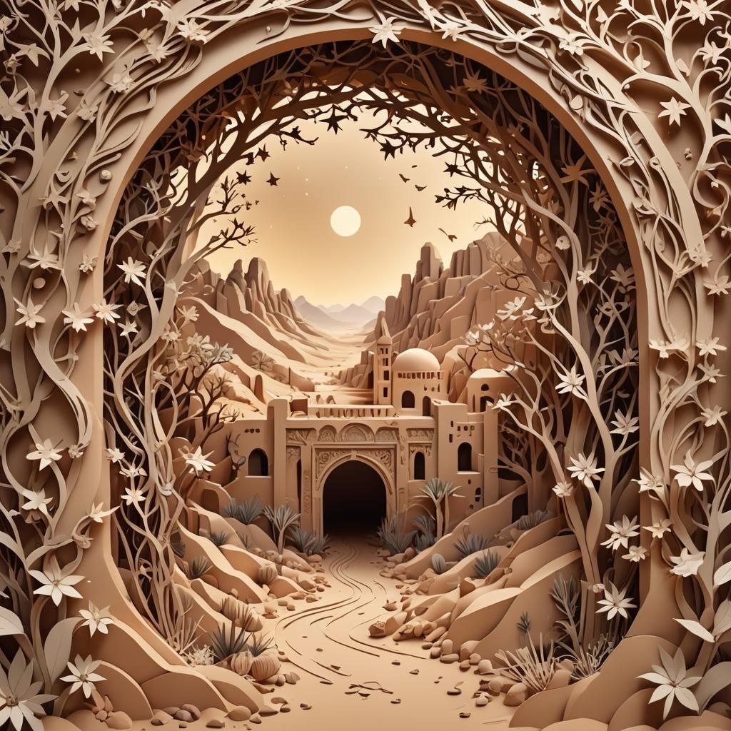 Desert Stars in Multidimensional Paper Cut Craft
