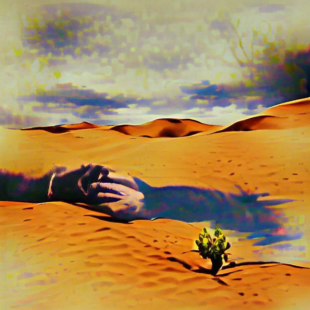 Arid Desert Landscape with Lone Wanderer