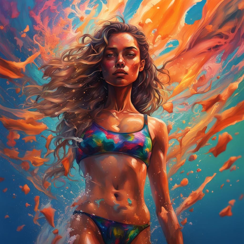 Hyperrealistic Portrait of a Woman in Bikini