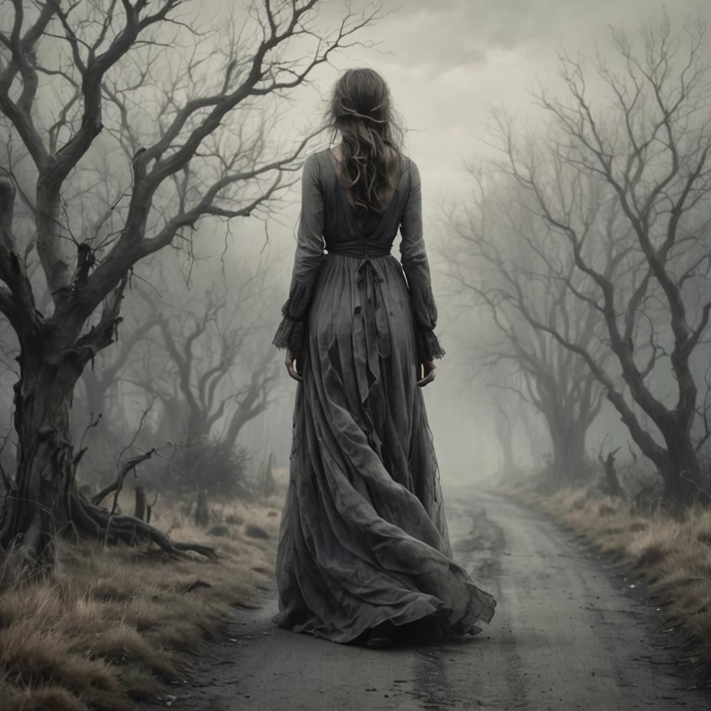 Mysterious Woman on a Winding Road