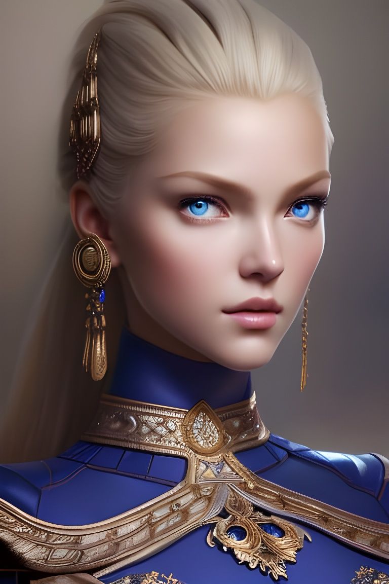 Gorgeous Blonde Lady in Intricate Armor, Digital Art