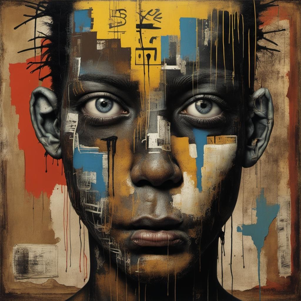 Linear Diffusion: Urban Decay Art in Basquiat Style