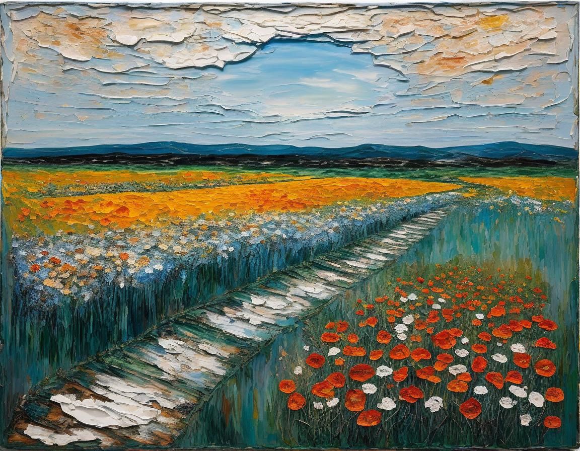 Calming Landscape Impasto Painting in Warm Colors