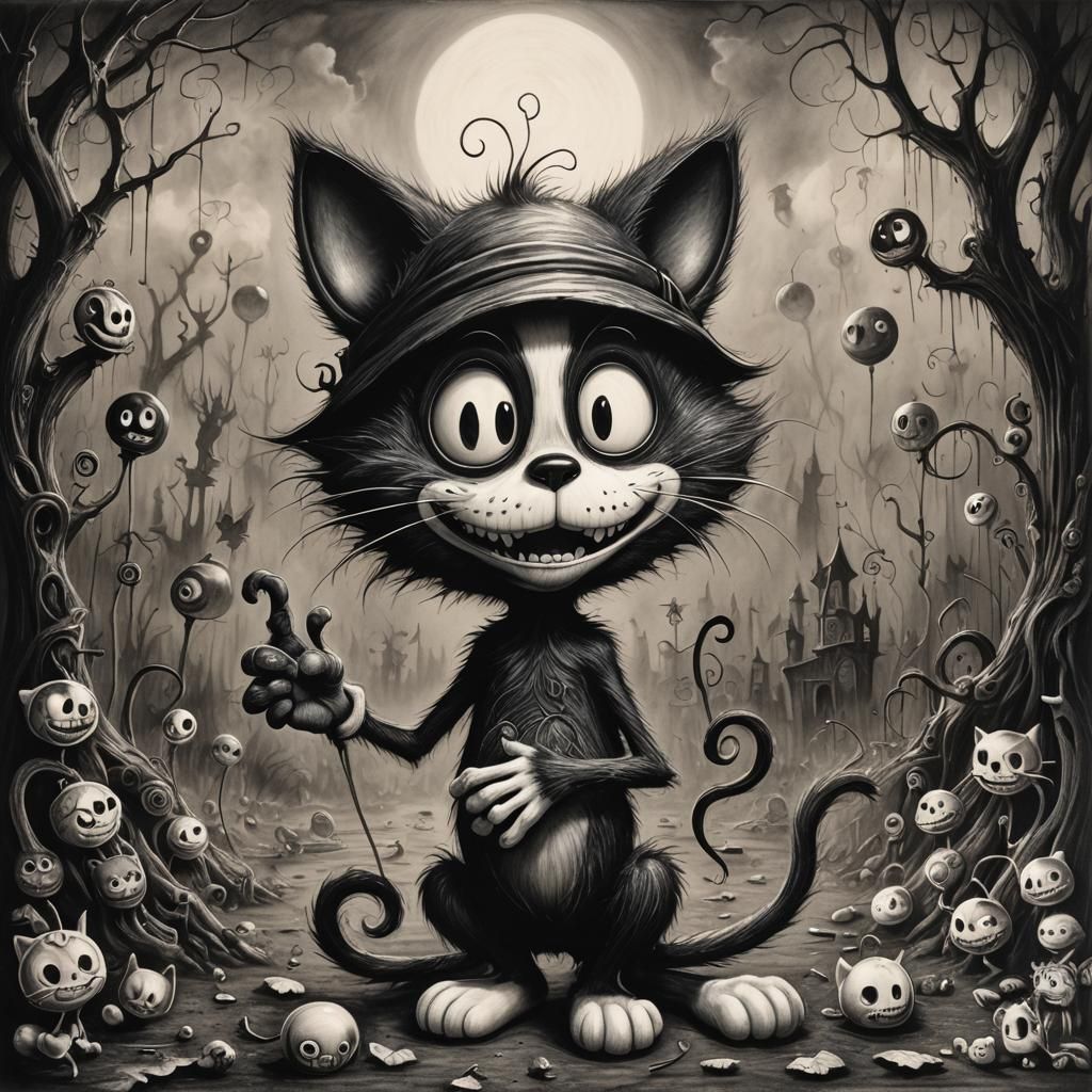Felix the Cat in Tim Burton Style