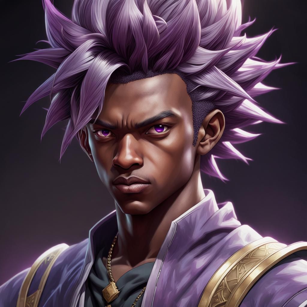 Gothic Super Saiyan Teen Portrait in Artgerm Style