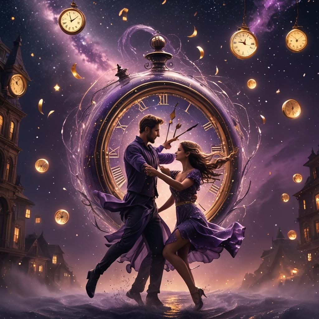 Couple Dancing in a Bottle with Starry Night