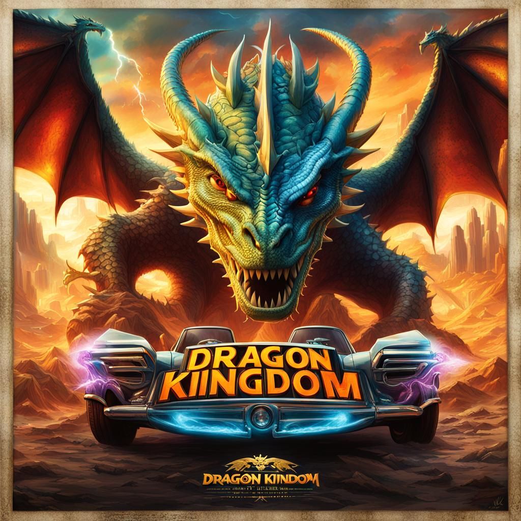 Dragon Kingdom: Modern Movie Poster with Two-Headed Dragon
