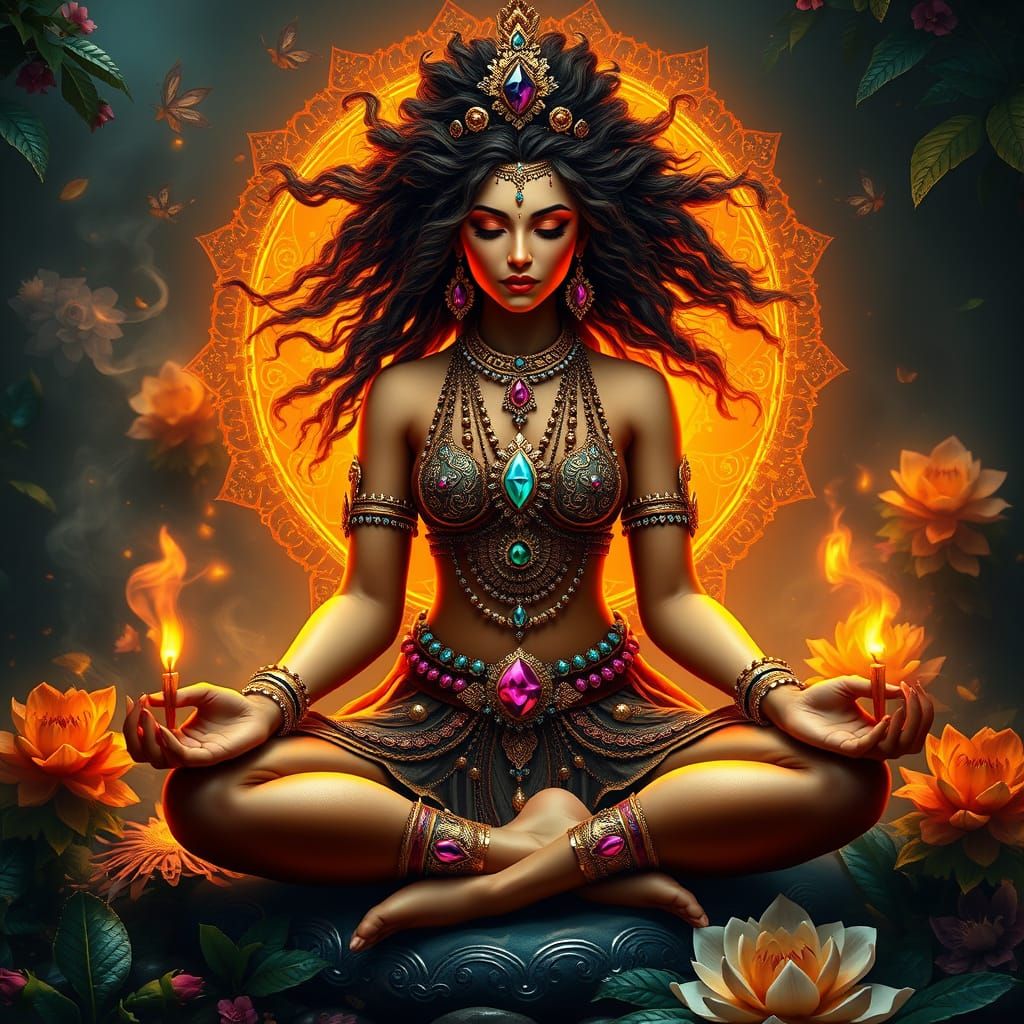 Tantric Goddess in Golden Splendor