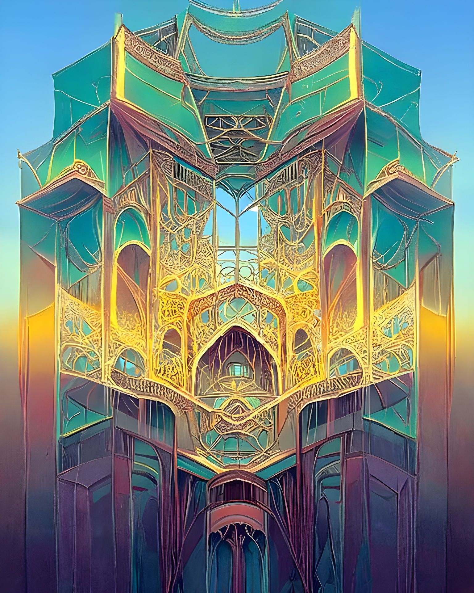 Impossible Architecture: Ethereal Cel-Shaded Building