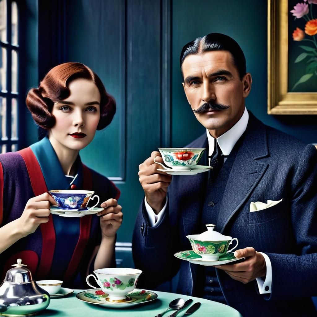 1920s Tea Room Scene in Mackintosh Style