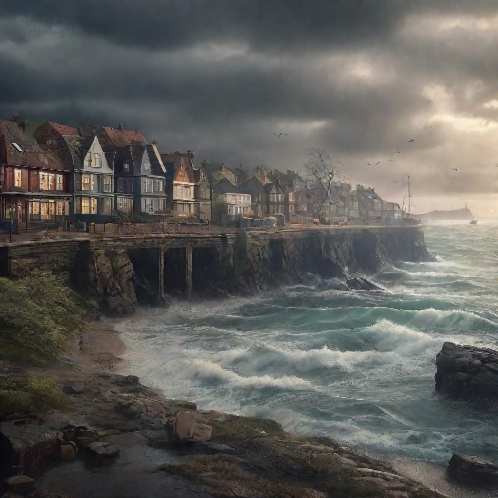 Rainy Seaside Scene in Digital Matte Painting