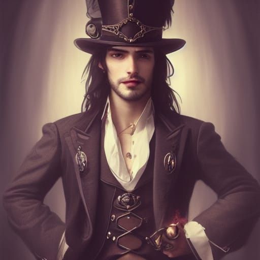 Steampunk Vampire Portrait with Intricate Details