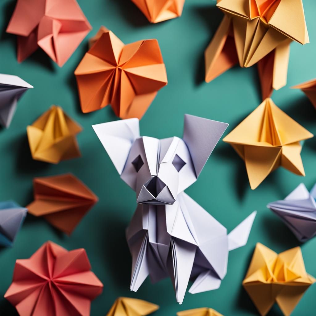 Origami Alien Dog Papercraft in 8K Resolution