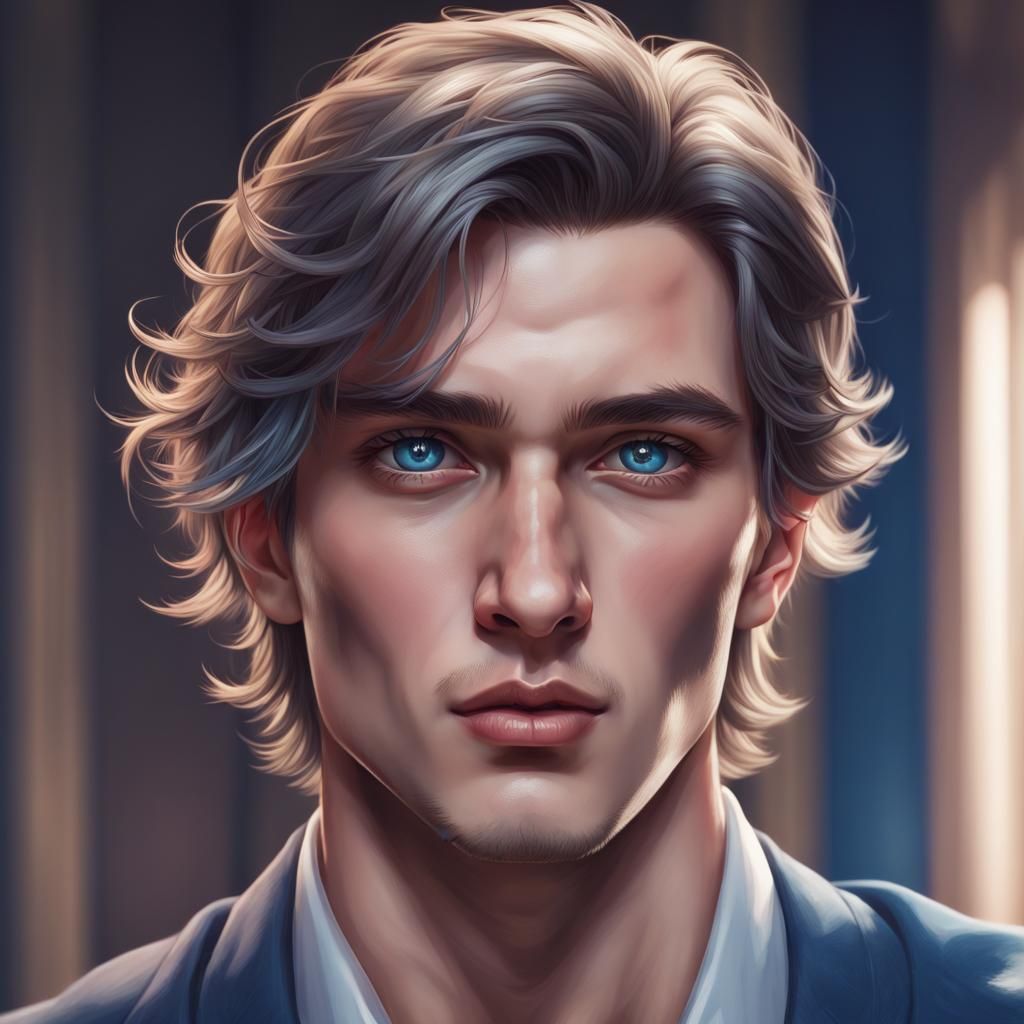 Detailed Portrait of Fair-Skinned Young Man